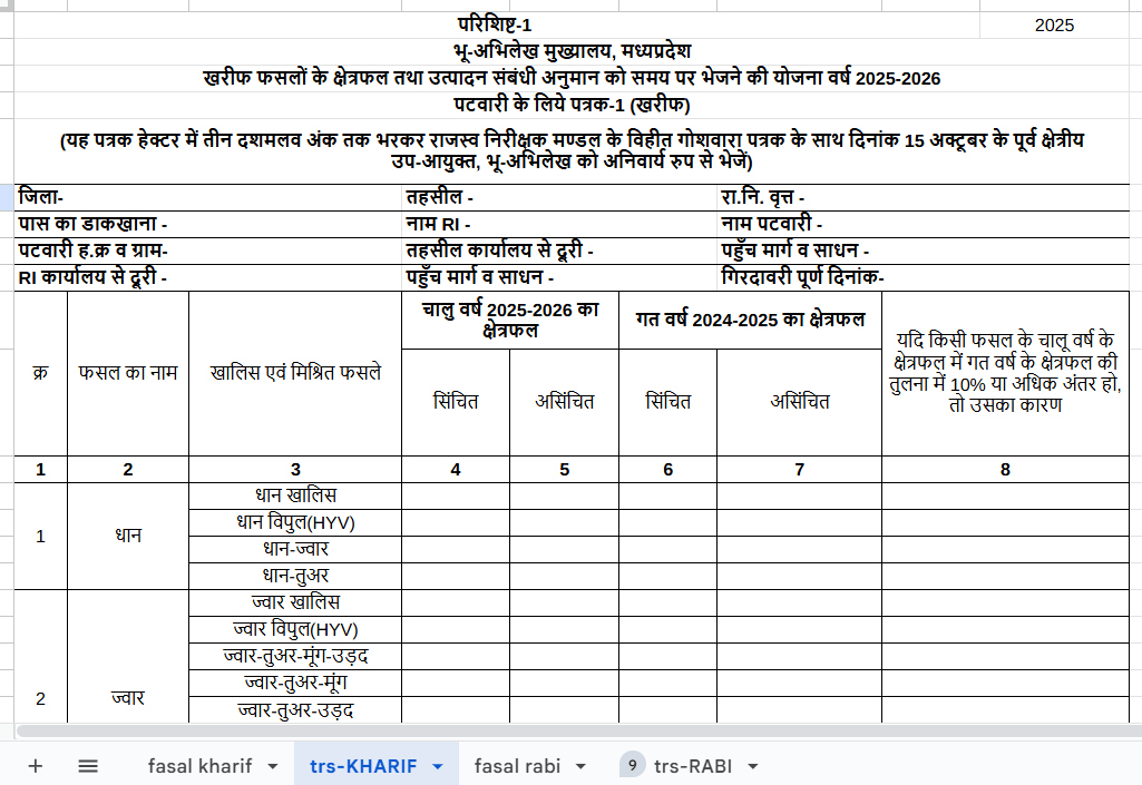 टीआरएस पत्रक रबी व खरीफ TRS-KHARIF-RABI-new